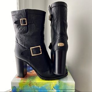 JIMMY CHOO Leather Mid-Calf Boots